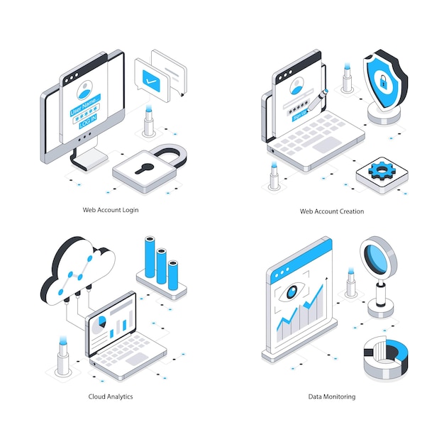 web analytics vector isometric illustration eps 10 file set 1