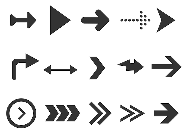Web arrows sign set isolated on white background Collection for web design interface and more