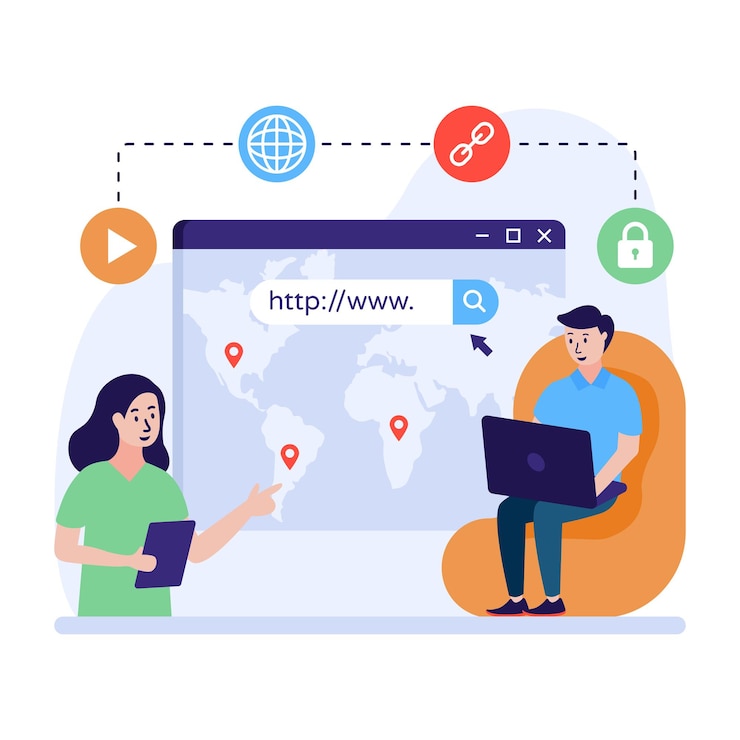 Vektör web bağlantısı seo bağlantısını gösteren mükemmel bir düz çizim