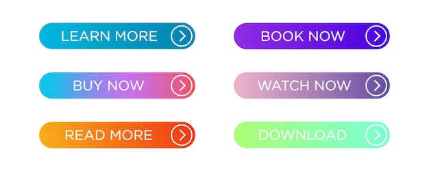 Web button set Gradient buttons set Vector illustration