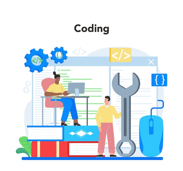 Web design concept Presenting content on web pages Website layout composition and color development Idea of computer technology Flat vector illustration