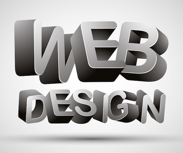 Web design lettering made with 3d letters isolated on white background, vector illustration.