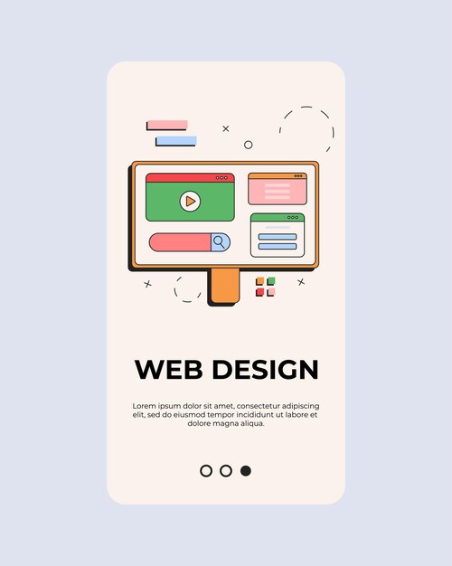 Web design template for web or smart phone in retro style