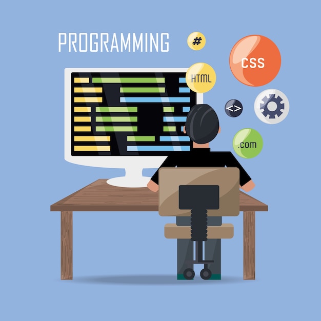 web developer working on computer programming coding