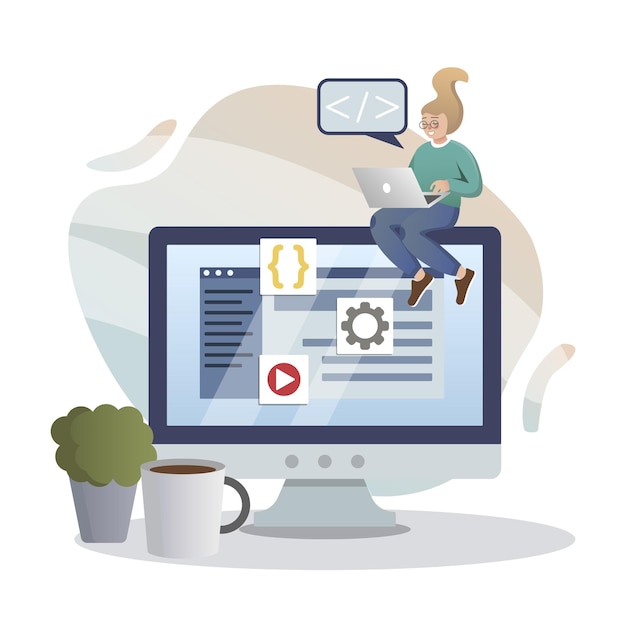 Web development isolated flat style colored illustration