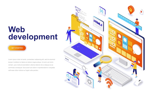 Web development modern flat design isometric concept.