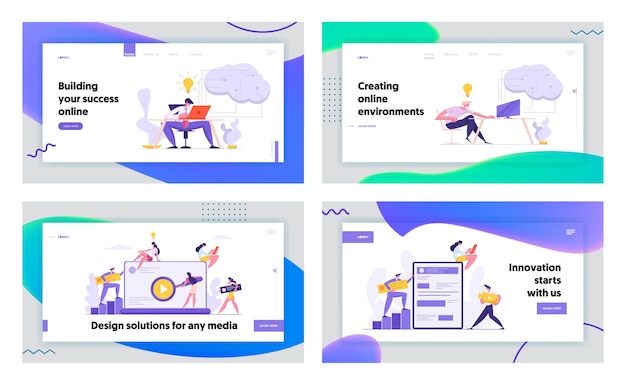 Web Development Programming and Coding Concept Concept Landing Page Set