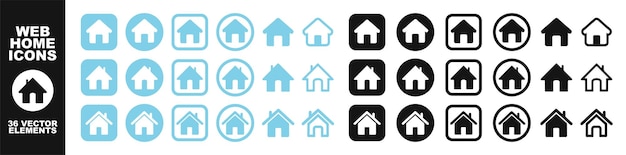Web home icon for apps and websites Collection home icons House symbol