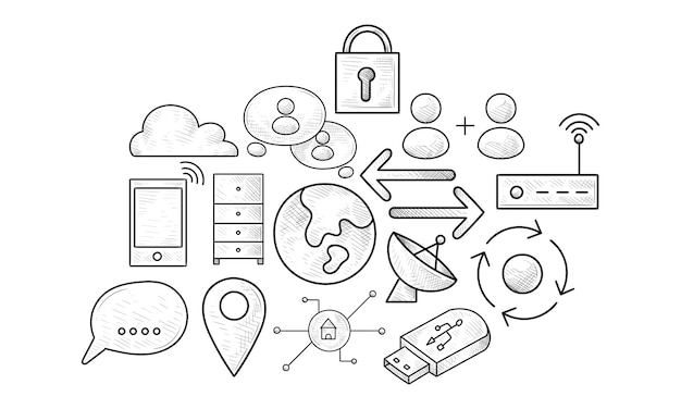 web hosting handdrawn collection