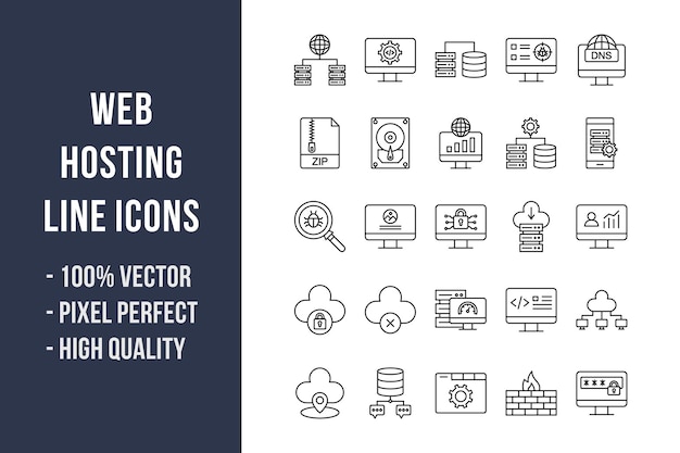 Web Hosting linjeikoner