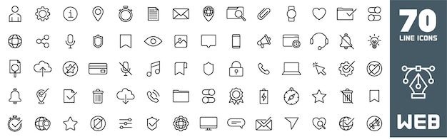 Web Icons Pack Mobile icons Paper work icons Thin line icons