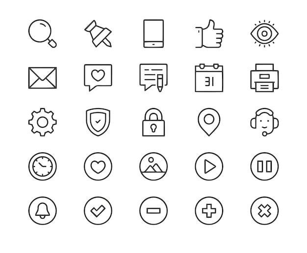 Web Line Icons 24x24 px Pixel Perfect Editable Stroke