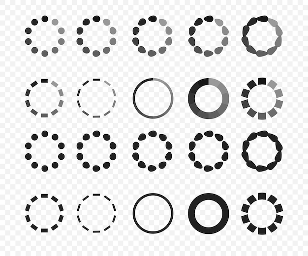 Web load page template concept Loader circle icon set in flat style