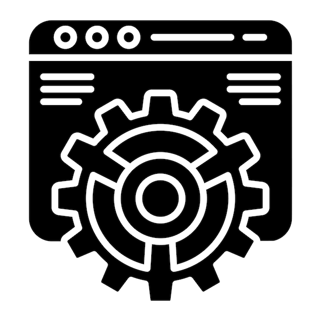 web maintenance glyph solid black illustration