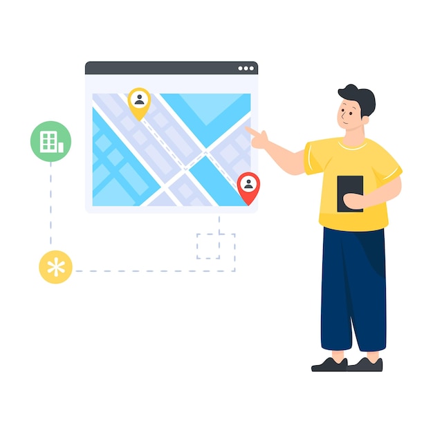 Web map in flat illustration editable vector design
