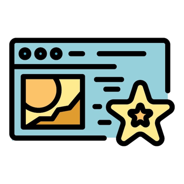 Web page product review icon Outline web page product review vector icon color flat isolated