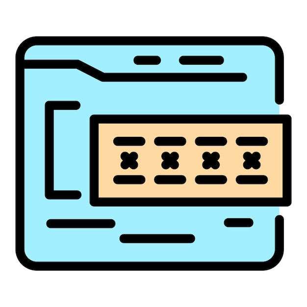 Web password icon Outline web password vector icon color flat isolated