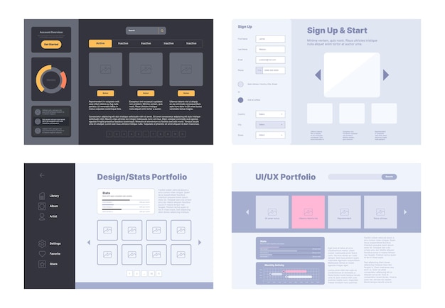 web portfolio layout design template with preview dashboard digital ui for artists and painters photographers garish vector portfolios with place for you pictures
