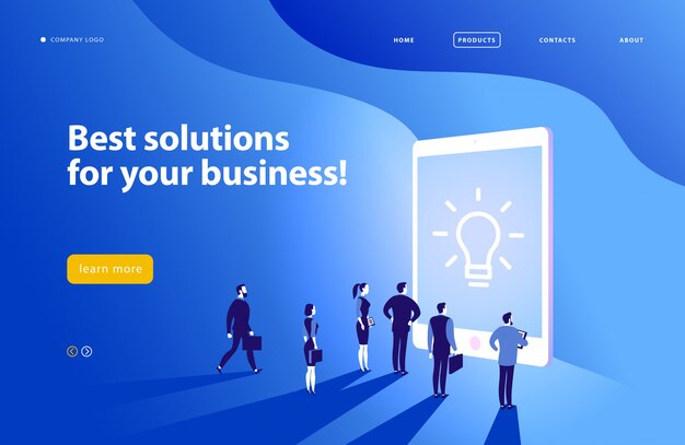 web sayfası tasarım şablonu - karmaşık iş çözümü, proje desteği, çevrimiçi danışmanlık, modern teknoloji, hizmet, zaman yönetimi, planlama. Açılış sayfası. Mobil uygulama. Düz konsept illüstrasyonu