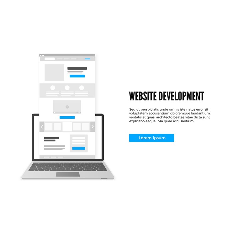 Vektör web sitesi geliştirme konsepti. açılış sayfası iş şablonu. harekete geçirici mesaj düğmesi olan açılış sayfası taslağı.