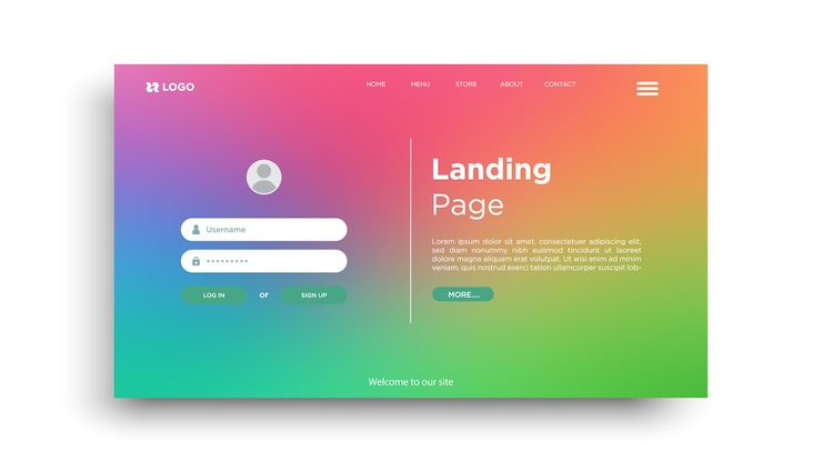 Vektör web soyut açılış sayfası şablonu. soyut arka planlı web sitesi açılış sayfası