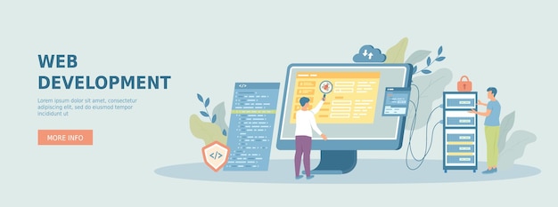 Web udvikling Udviklere opretter programkodeudvikling af software og programmering Promotio