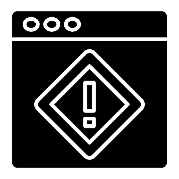 Web Warning Glyph Solid Black Illustration