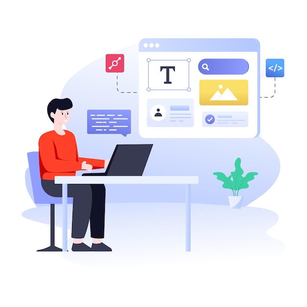 Webb wireframe platt Premium illustration
