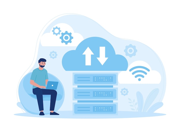 Webhosting big data trending koncept flad illustration