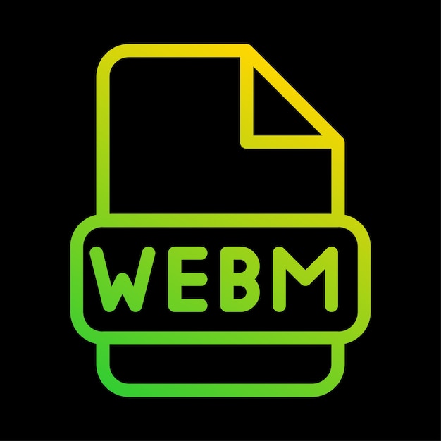 webm file type icon document archive extension with an outline gradient design