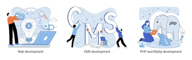 Website architecture concepts metaphor Web development PHP and MySQL CMS interface design software testing Creation digital Software mobile desktop platforms Digital content management system