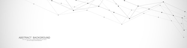Website header or banner design with abstract polygonal background and connecting dots and lines