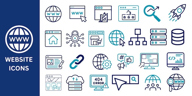 website icon set website web design seo internet security content ecommerce homepage icon