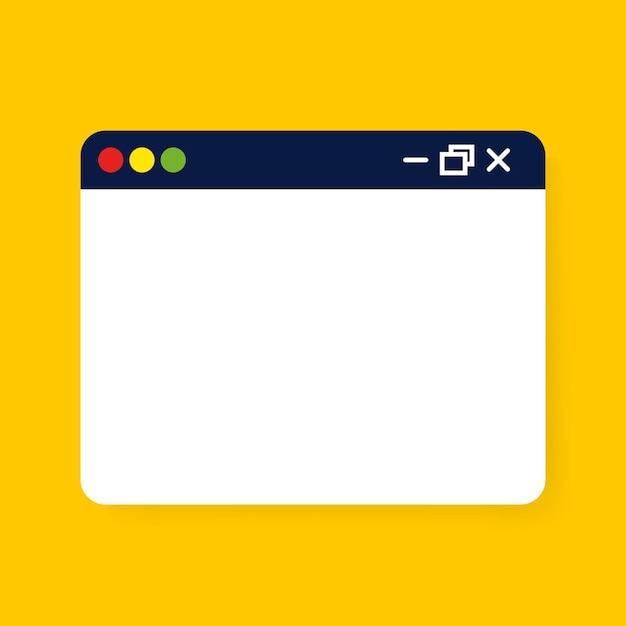 Website icon Website browser mockup with empty white background close collapse and maximize buttons Flat style Vector black line icon on a orange background