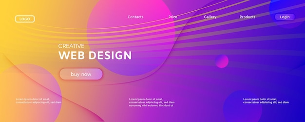 Website landing page design abstract geometric shapes and wave
