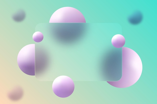 website landing page template in glass morphism style frosted glass partition with floating spheres