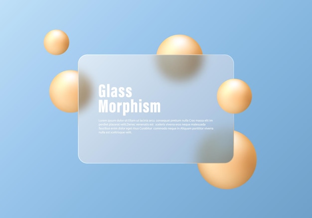 website landing page template partition imitation glass with floating golden spheres