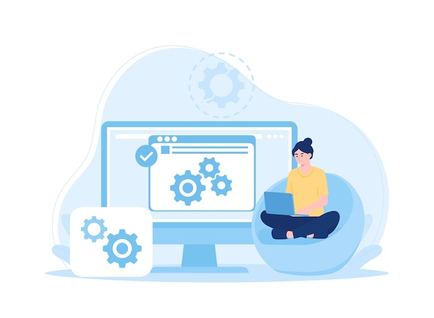 website maintenance management concept flat illustration