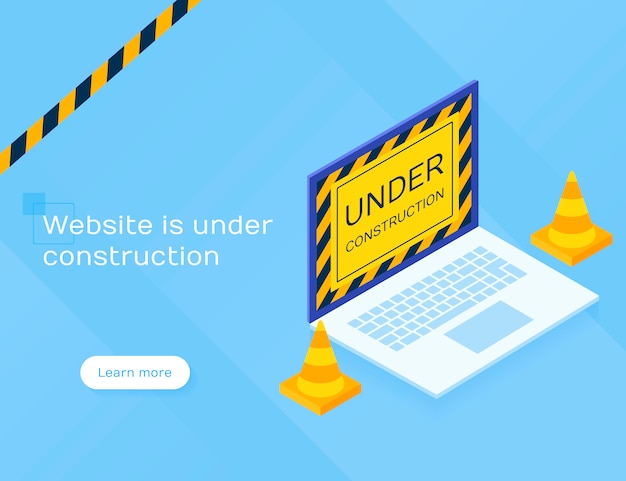 Website under construction page. Modern illustration in isometric style
