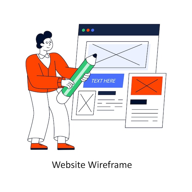 Website Wireframe Flat Style Design Vector illustration Stock illustration