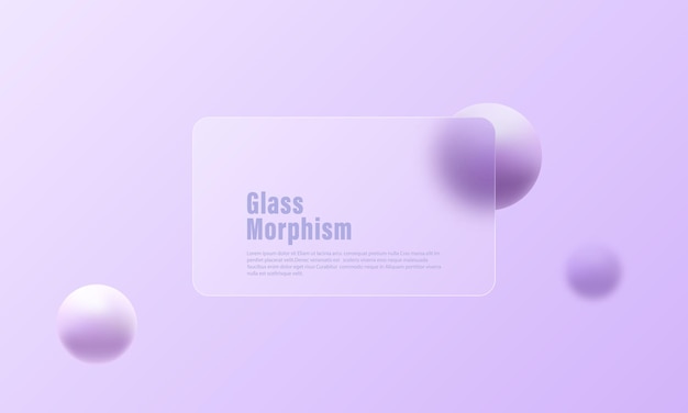 Webskabelon med glasmorfisme til landingsside. Frosted glaspartition med svævende kugler