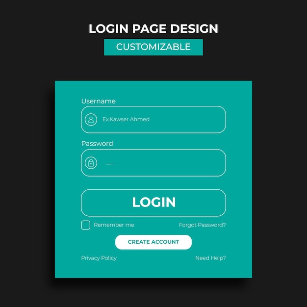 Websted login side design skabelon