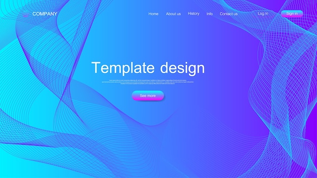 Websted skabelon design. Abstrakt videnskabelig baggrund med farverige dynamiske bølger, innovationsmønster. Moderne landingsside til websteder eller apps.