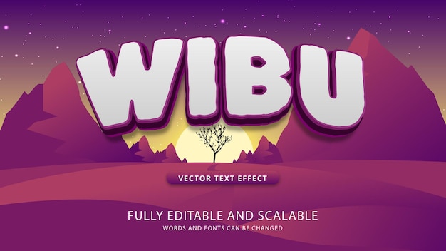 webu text effect with scenery background eps file