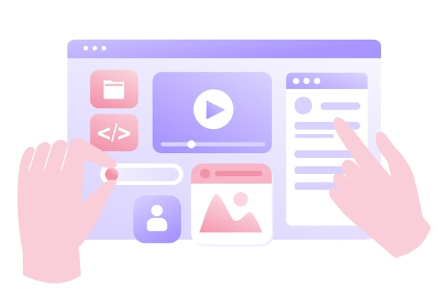 Webudvikling programmeringssprog css html it ui programmør tegneseriefigur udvikler hjemmeside kodning flad vektor illustration banner til hjemmeside