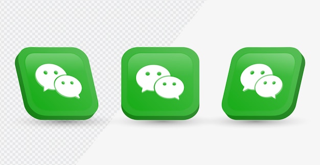 Wechat logo icon in modern 3d rendering square for social media icons or networking logos