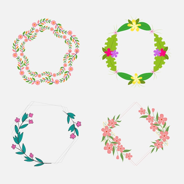 wedding graphic set with flowers floral wreathbannerarrowflower bouquet collection