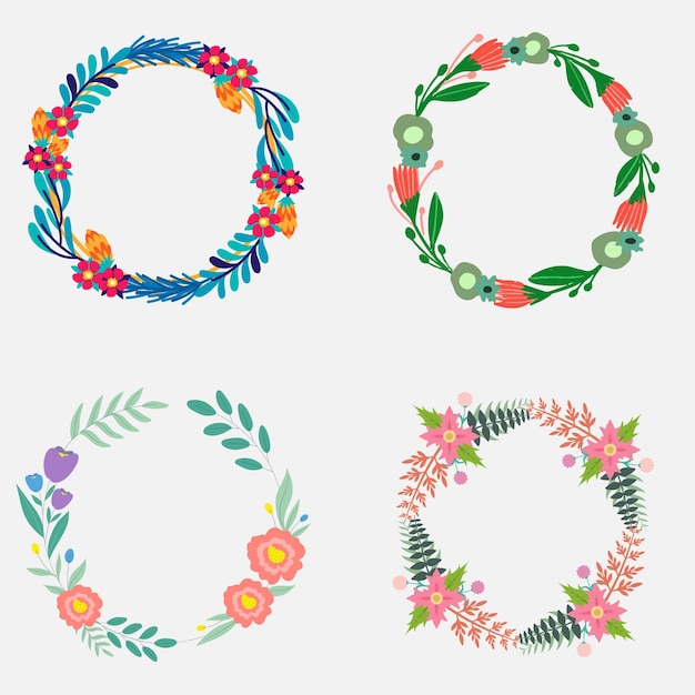 wedding graphic set with flowers floral wreathbannerarrowflower bouquet collection