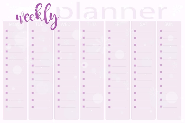 weekly planner in pink tones