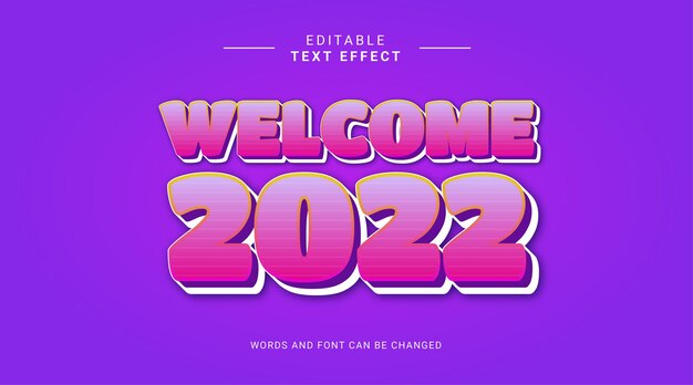 welcome 2022 happy new year text effect editable modern style